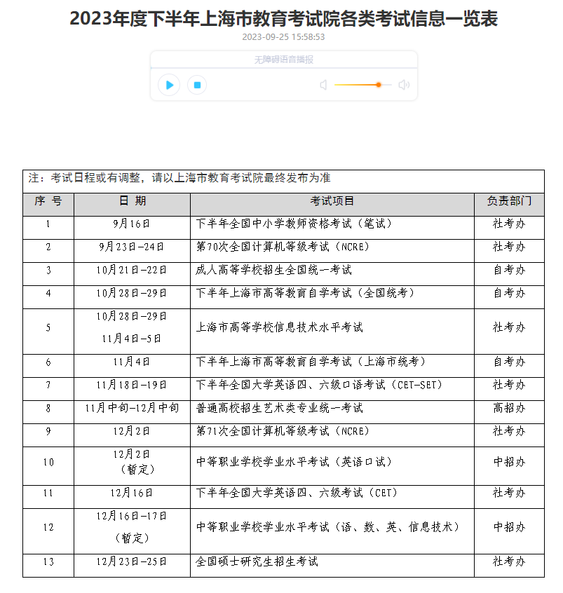 2023年度下半年上海中職學(xué)業(yè)水平考試安排！