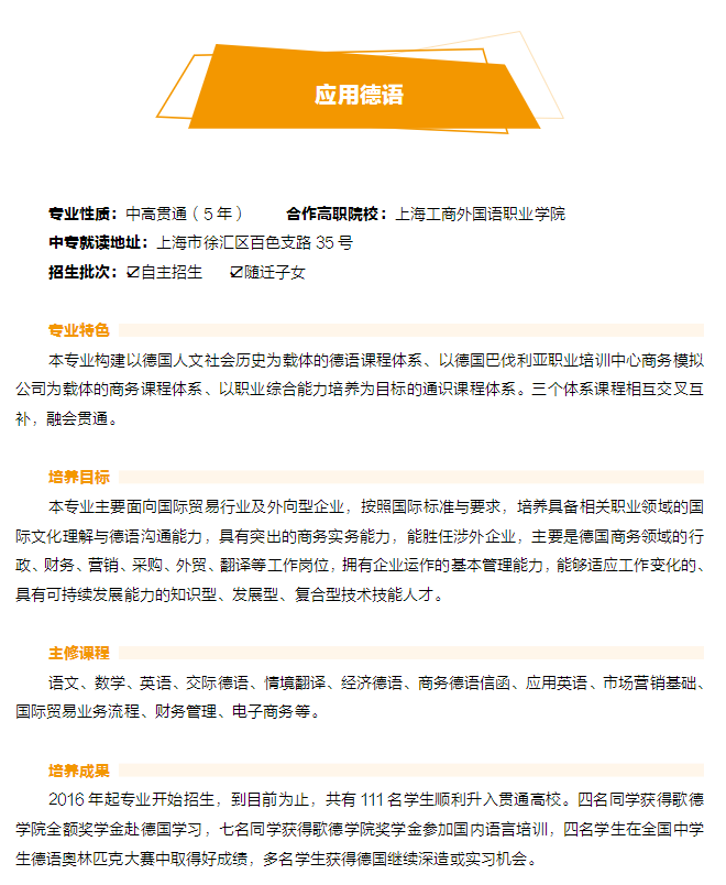 2023年上海市工商外國語學(xué)校中高職貫通招生專業(yè)