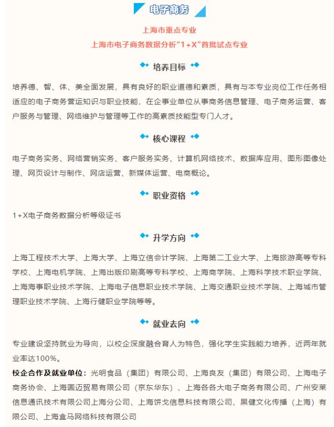 上海市貿(mào)易學(xué)校中專專業(yè)介紹